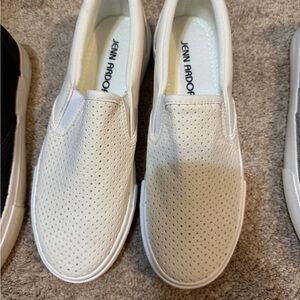Jenn Ardor White Perforated Slip-On Sneakers